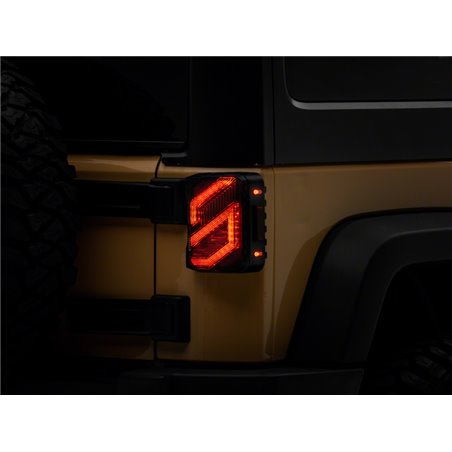 Raxiom 07-18 Jeep Wrangler JK Axial Series Trident LED Tail Lights- Blk Housing (Clear Lens)