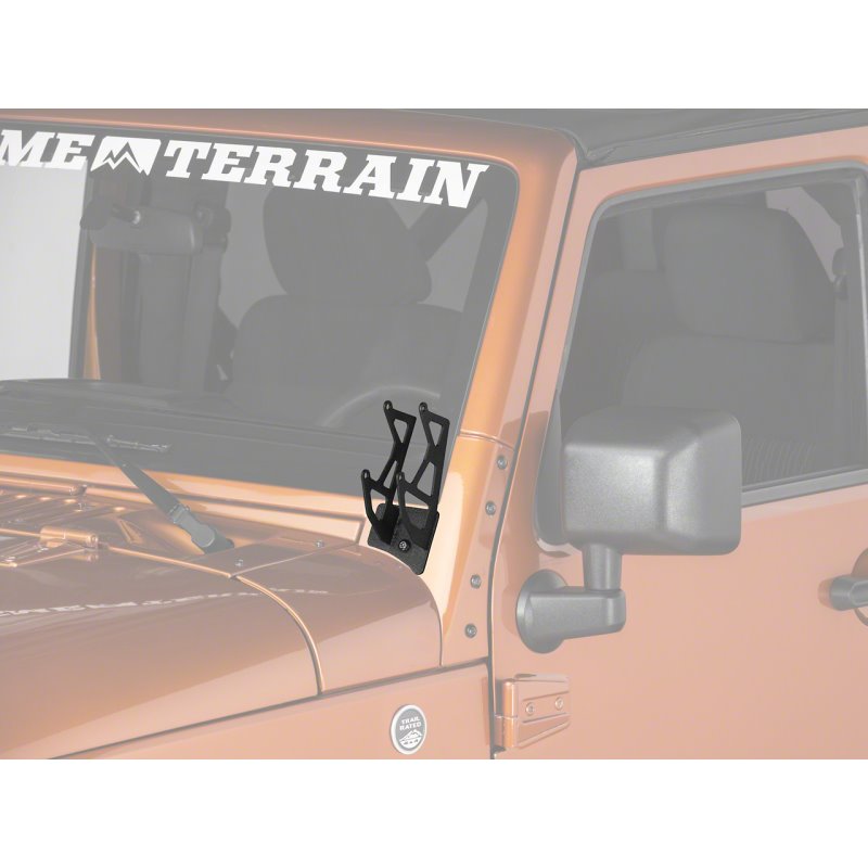 Raxiom 07-18 Jeep Wrangler JK Windshield Mounted Dual Light Brackets