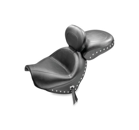 Mustang 09-21 Suzuki Boulevard C50/C50T Standard Touring 2PC Seat w/Driver Backrest w/Studs - Black