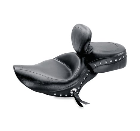 Mustang 04-21 Harley Sportster 3.3 Wide Stud Touring Solo Seat w/Driver Backrest - Black