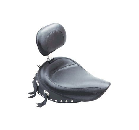 Mustang 06-17 Harley Dyna Wide Touring Solo Seat w/Driver Backrest w/Studs - Black