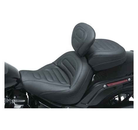 Mustang 18-21 Harley Fat Bob Standard Touring Solo Seat w/Driver Backrest - Black