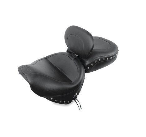 Mustang 99-15 Yamaha Road Star 1600,1700 Wide Touring 2PC Seat w/Driver Backrest Studs - Black