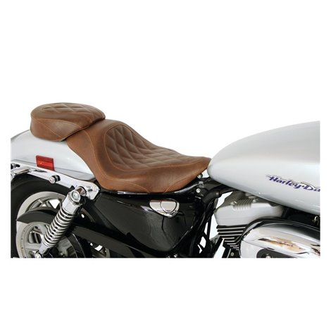 Mustang 04-21 Harley Sportster Wide Tripper Solo Seat Diamond Stitch- Distressed Brown