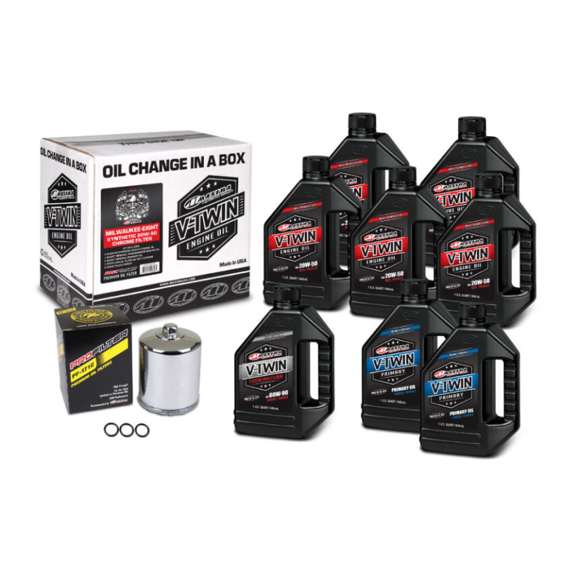 Maxima V-Twin Oil Change Kit Synthetic w/ Chrome Filter Milwaukee-Eight