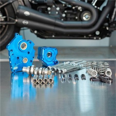 S&S Cycle 2017+ Oil Cooled M8 Models Chain Drive 540C Cam Chest Kit w/ Chrome Pushrod Tubes