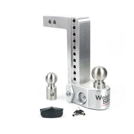 Weigh Safe 10in Drop Hitch w/Built-in Scale & 2in Shank (10K/12.5K GTWR) - Aluminum