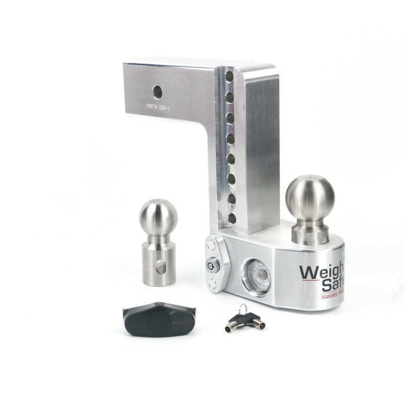 Weigh Safe 8in Drop Hitch w/Built-in Scale & 3in Shank (10K/21K GTWR) - Aluminum