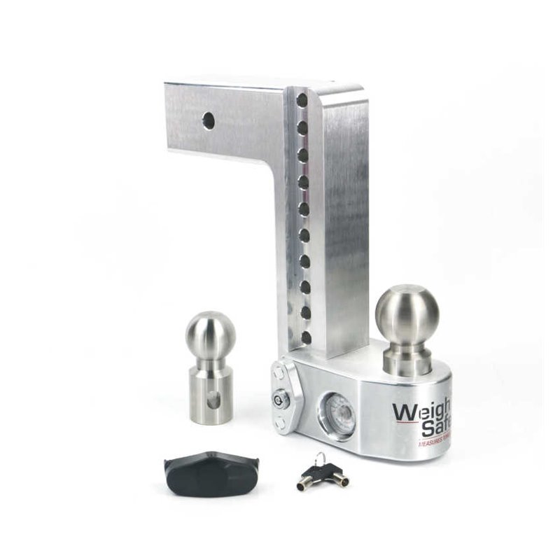 Weigh Safe 10in Drop Hitch w/Built-in Scale & 3in Shank (10K/21K GTWR) - Aluminum