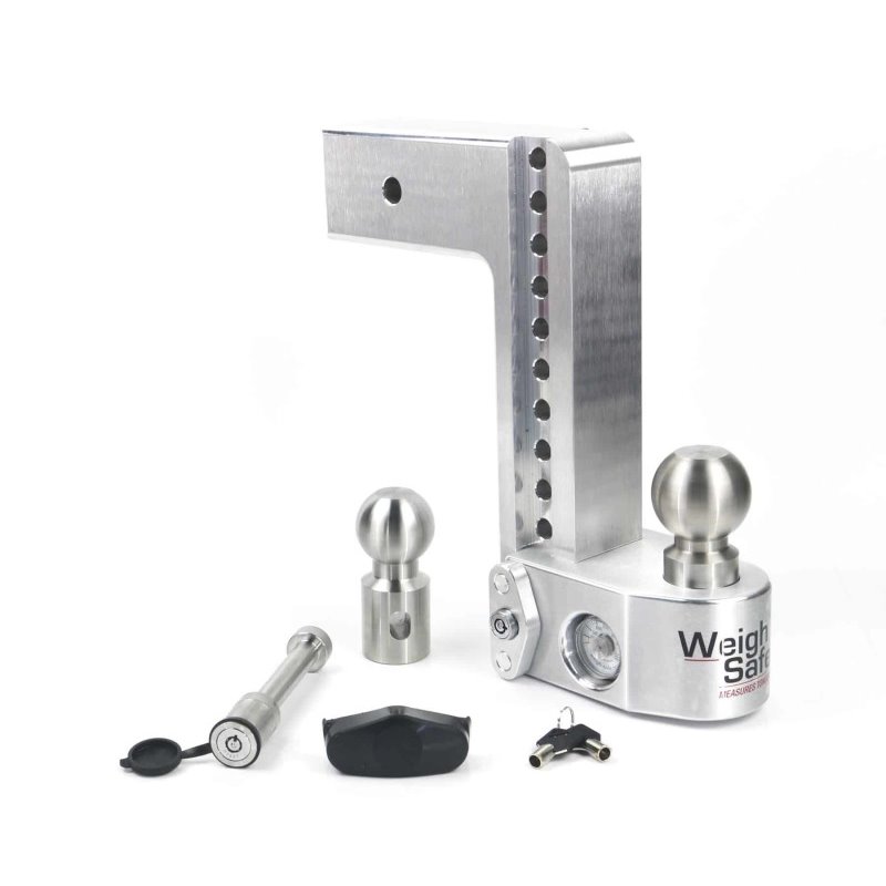 Weigh Safe 10in Drop Hitch w/Built-in Scale & 3in Shank (10K/21K GTWR) w/WS05 - Aluminum