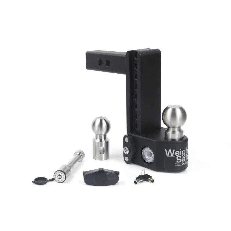 Weigh Safe 8in Drop Hitch w/Built-in Scale & 2in Shank (10K/15K GTWR) w/WS05 - Steel