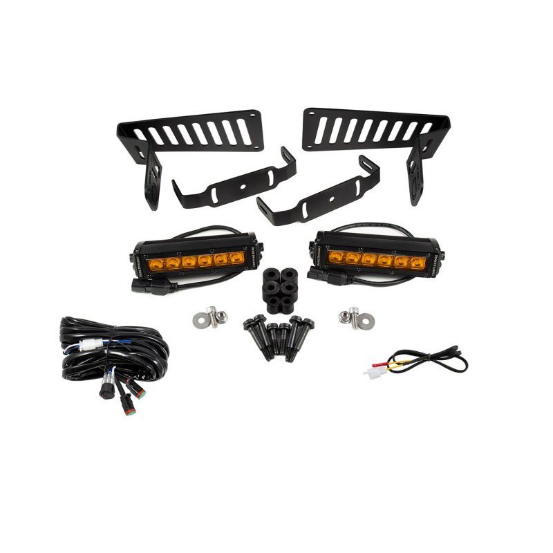 Diode Dynamics 18-21 Jeep JL Wrangler/Gladiator SS6 Cowl LED Bracket Kit - Amber Driving