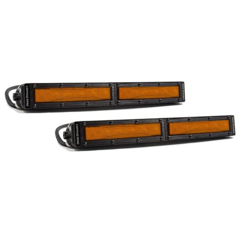 Diode Dynamics 12 In LED Light Bar Single Row Straight - Amber Flood (Pair) Stage Series