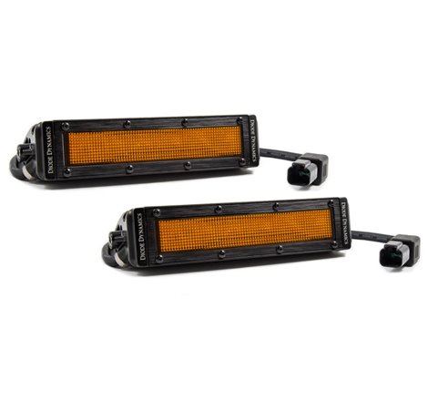 Diode Dynamics 6 In LED Light Bar - Amber Flood Stealth (Pair)