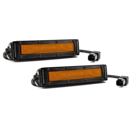 Diode Dynamics 6 In LED Light Bar - Amber Flood Stealth (Pair)