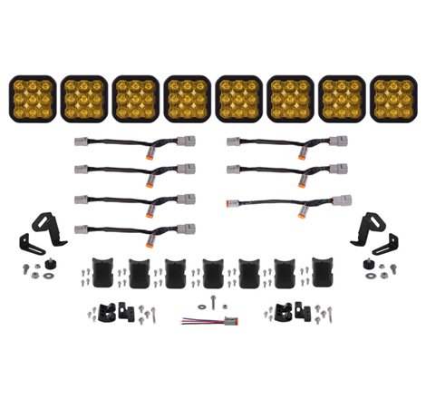 Diode Dynamics SS5 Pro Universal CrossLink 8-Pod Lightbar - Yellow Driving