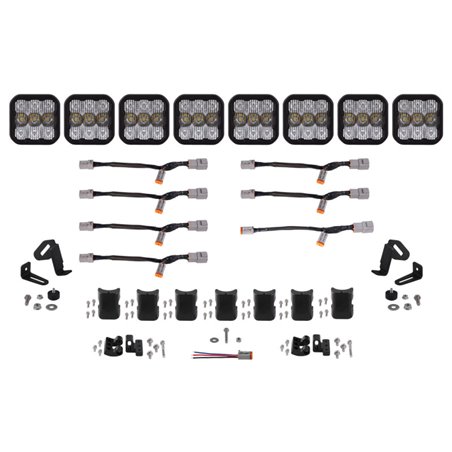 Diode Dynamics SS5 Pro Universal CrossLink 8-Pod Lightbar - White Combo