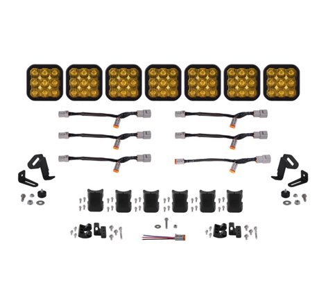 Diode Dynamics SS5 Pro Universal CrossLink 7-Pod Lightbar - Yellow Driving