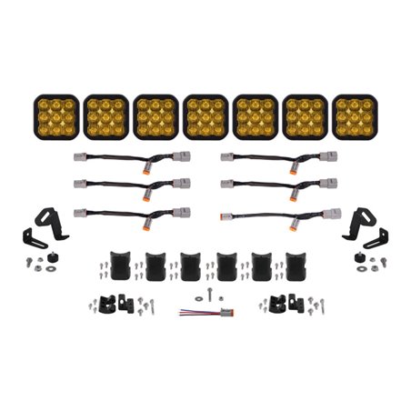 Diode Dynamics SS5 Pro Universal CrossLink 7-Pod Lightbar - Yellow Driving