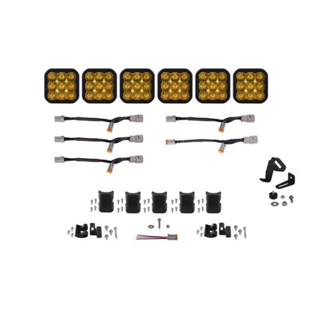 Diode Dynamics SS5 Pro Universal CrossLink 6-Pod Lightbar - Yellow Driving