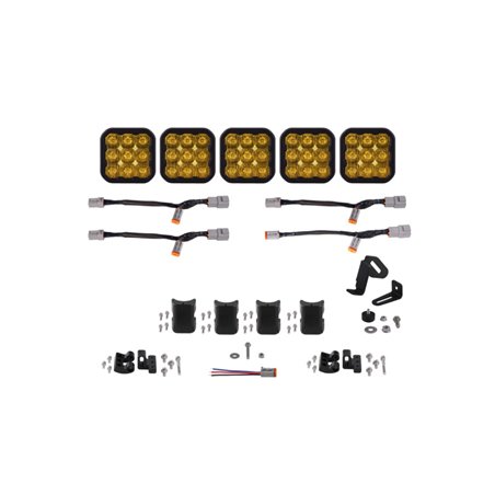 Diode Dynamics SS5 Pro Universal CrossLink 5-Pod Lightbar - Yellow Driving