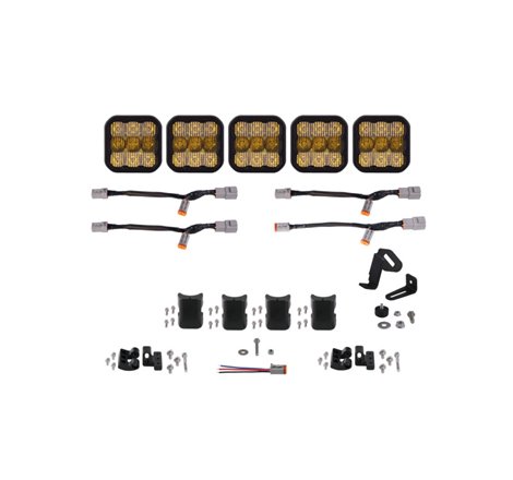 Diode Dynamics SS5 Pro Universal CrossLink 5-Pod Lightbar - Yellow Combo