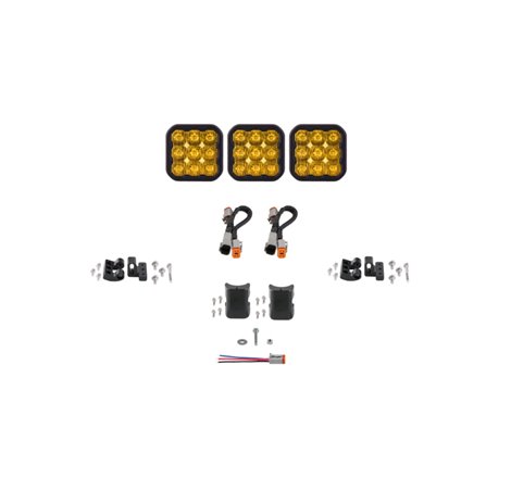 Diode Dynamics SS5 Pro Universal CrossLink 3-Pod Lightbar - Yellow Driving