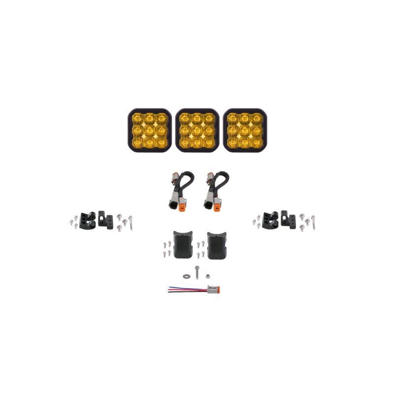 Diode Dynamics SS5 Pro Universal CrossLink 3-Pod Lightbar - Yellow Driving