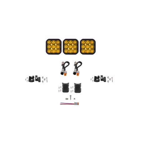 Diode Dynamics SS5 Sport Universal CrossLink 3-Pod Lightbar - Yellow Driving