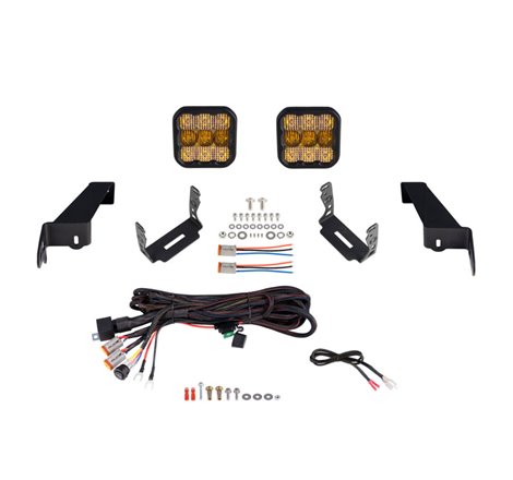 Diode Dynamics 18-21 Jeep JL Wrangler SS5 Bumper LED Pod Light Kit - Yellow Pro Combo