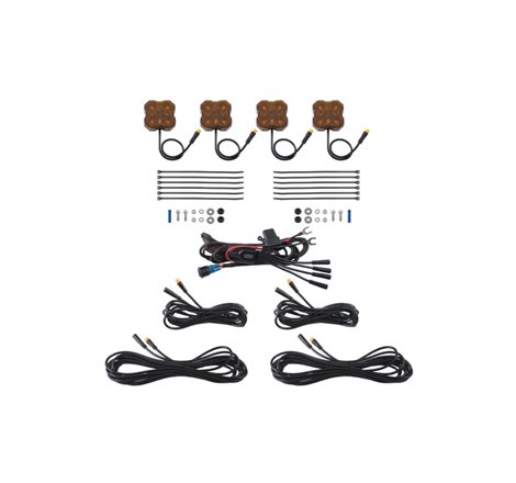 Diode Dynamics Stage Series Single Color LED Rock Light - Amber M8 (4-pack)