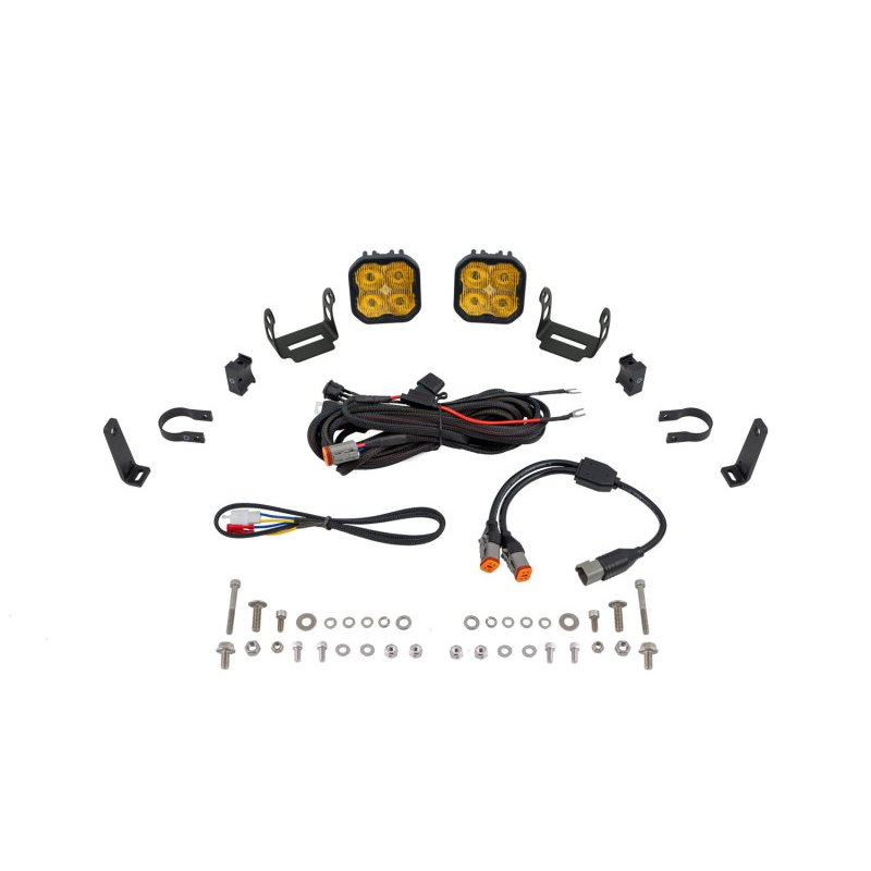 Diode Dynamics SS3 LED Bumper 1 1/2 In Roll Bar Kit Pro - Yellow SAE Fog (Pair)