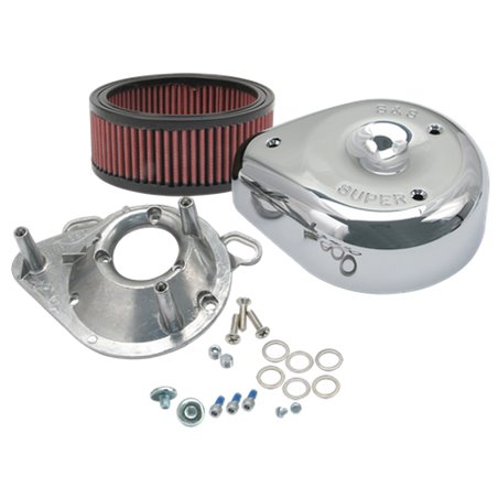 S&S Cycle 95-16 BT w/ S&S Single Bore TB Teardrop Air Cleaner Kit Chrome Cover