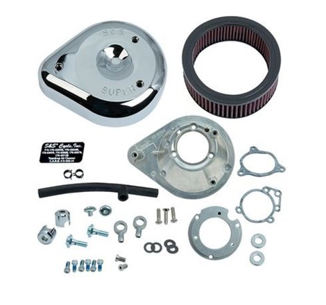 S&S Cycle 08-16 Touring Stock Bore Throttle By Wire Teardrop Air Cleaner Kit - Chrome