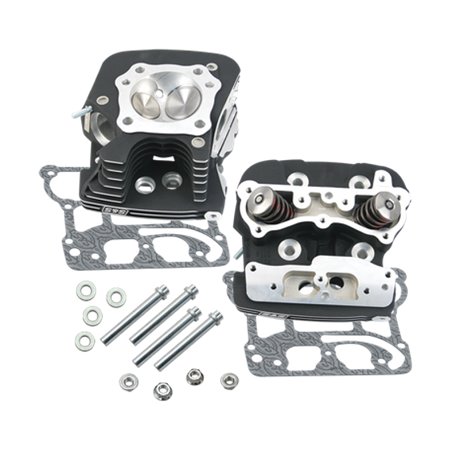 S&S Cycle 2006 Dyna 91cc .032in Manifold Surface Cylinder Heads - Wrinkle Black