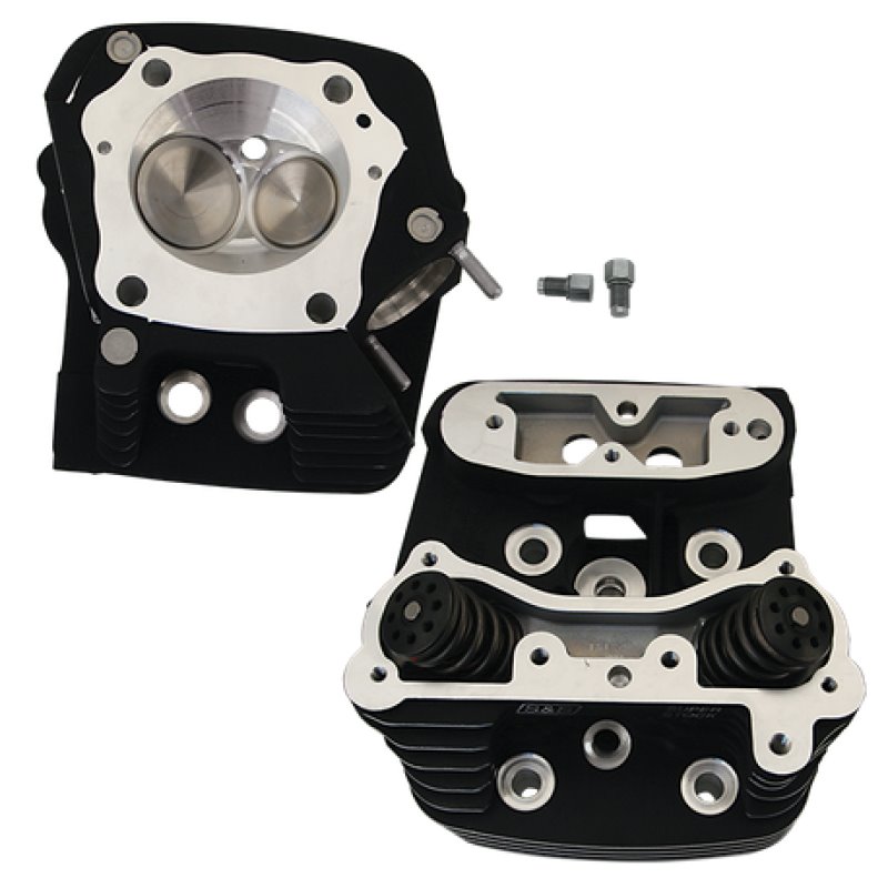 S&S Cycle 84-99 BT 93cc Cylinder Head Kit For S&S 4in Bore - Wrinkle Black