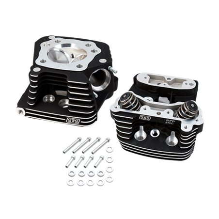 S&S Cycle 84-99 BT Super Stock Cylinder Head Kit For 3-1/2in and 3-5/8in Bore - Wrinkle Black