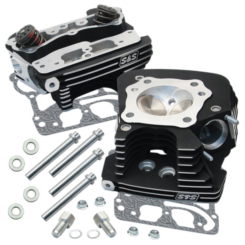 S&S Cycle 99-05 BT Super Stock 89cc Cylinder Head Kit - Black Wrinkle