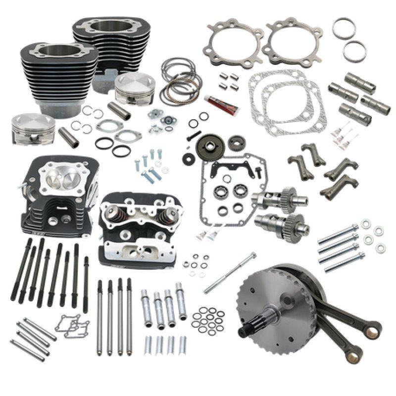 S&S Cycle 99-06 BT 124in Hot Set Up Kit W/ S&S Cylinder Heads - Wrinkle Black