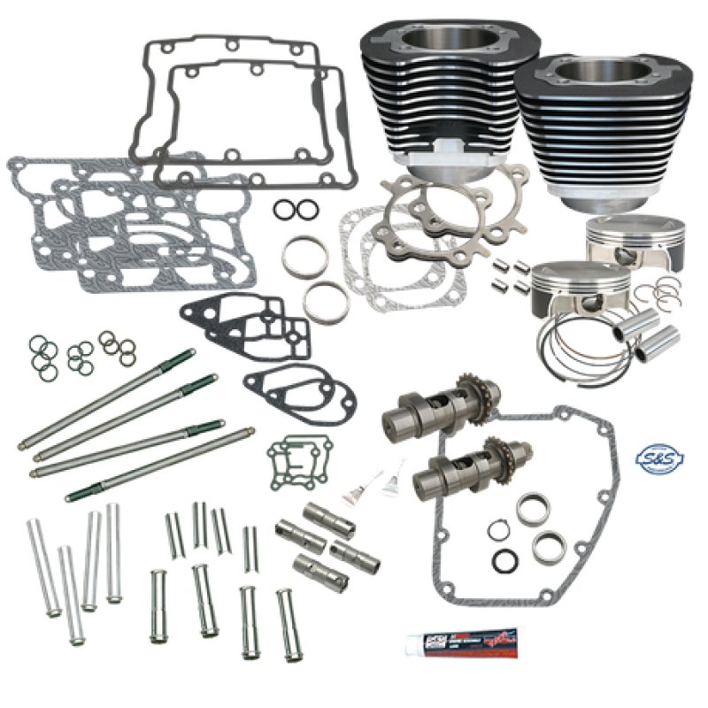 S&S Cycle 07-17 BT S&S 106in Big Bore Hot Set Up Kit w/o Cylinder Heads - Wrinkle Black