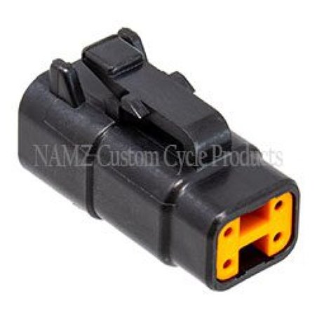 NAMZ Deutsch DTM 4-Position Plug w/4 Stamped Terminals & Wedgelock - Black (HD 74114-98BK)