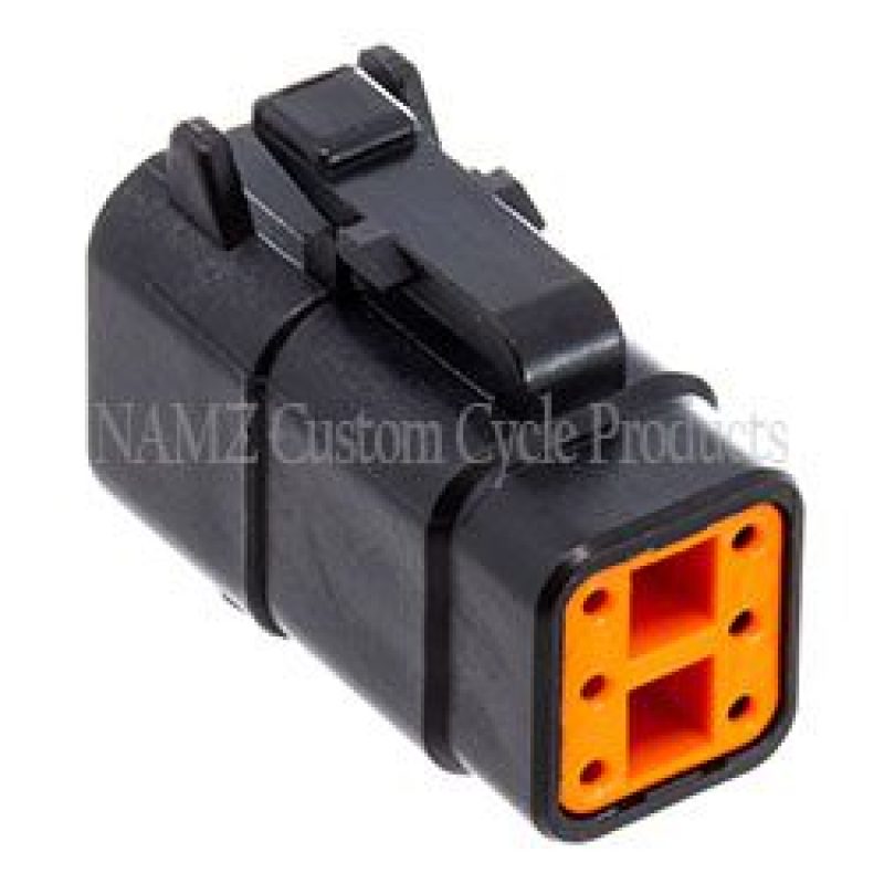 NAMZ Deutsch DTM 6-Position Plug w/6 Stamped Terminals & Wedgelock - Black (HD 74116-98BK)