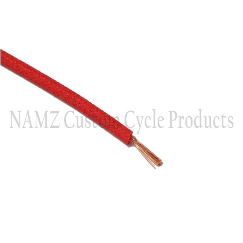 NAMZ OEM Color Cloth-Braided Wire 25ft. Pack 16g - Red