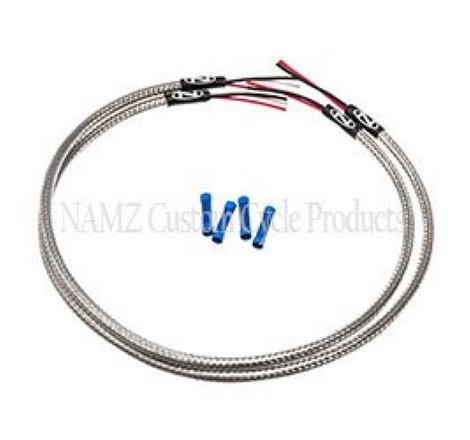 NAMZ Turn Signal Harness 24in. (SS Braided & Clear Coated - For Triple Tree Mounted Signals)