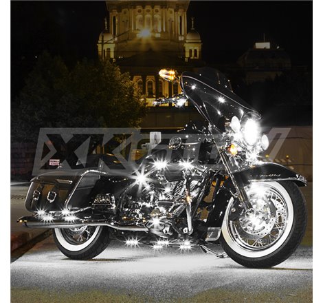 XK Glow Strips Single Color XKGLOW LED Accent Light Motorcycle Kit White - 8xPod + 2x8In