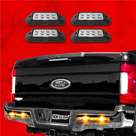 XK Glow Strobe Pod Lights w/ Traffic Modes Ultra Bright LEDs Multiple Modes + Solid On - Amber 4pc