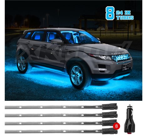 XK Glow Tube Single Color Underglow LED Accent Light Car/Truck Kit Light Blue - 8x24In