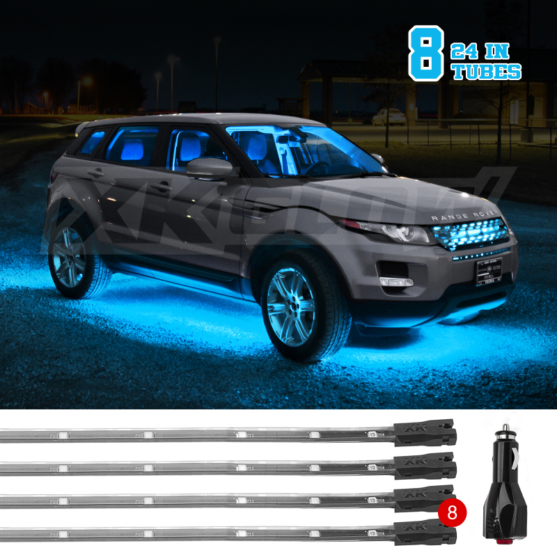 XK Glow Tube Single Color Underglow LED Accent Light Car/Truck Kit Light Blue - 8x24In