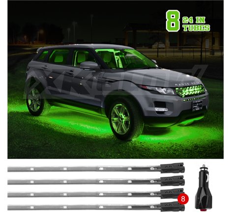 XK Glow Tube Single Color Underglow LED Accent Light Car/Truck Kit Green - 8x24In