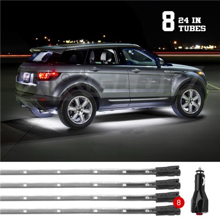 XK Glow Tube Single Color Underglow LED Accent Light Car/Truck Kit White - 8x24In